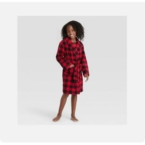 Wondershop Buffalo Plaid Fleece Matching Family Pajama Robes - Kid’s size 12